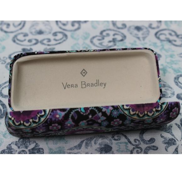 Vera Bradley Purple Paisley Floral Hard Eyeglass Clamshell Case - Picture 2 of 4